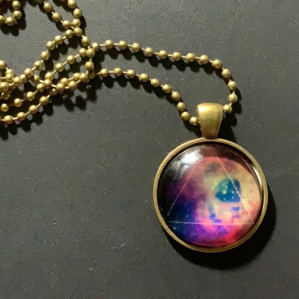 Bronze Cabochon Necklace - Cosmic Triangle